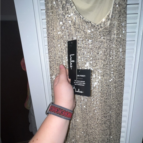Lulu’s Gold Sequin Evening Dress Large - Picture 5 of 7